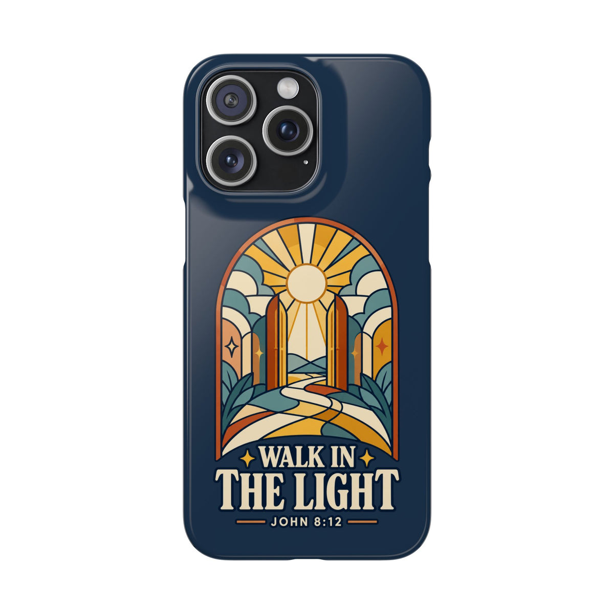 Phone Case — "Walk in the Light" Christian Stained-Glass Design (John 8:12)