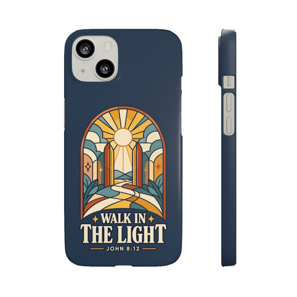 Phone Case — "Walk in the Light" Christian Stained-Glass Design (John 8:12)
