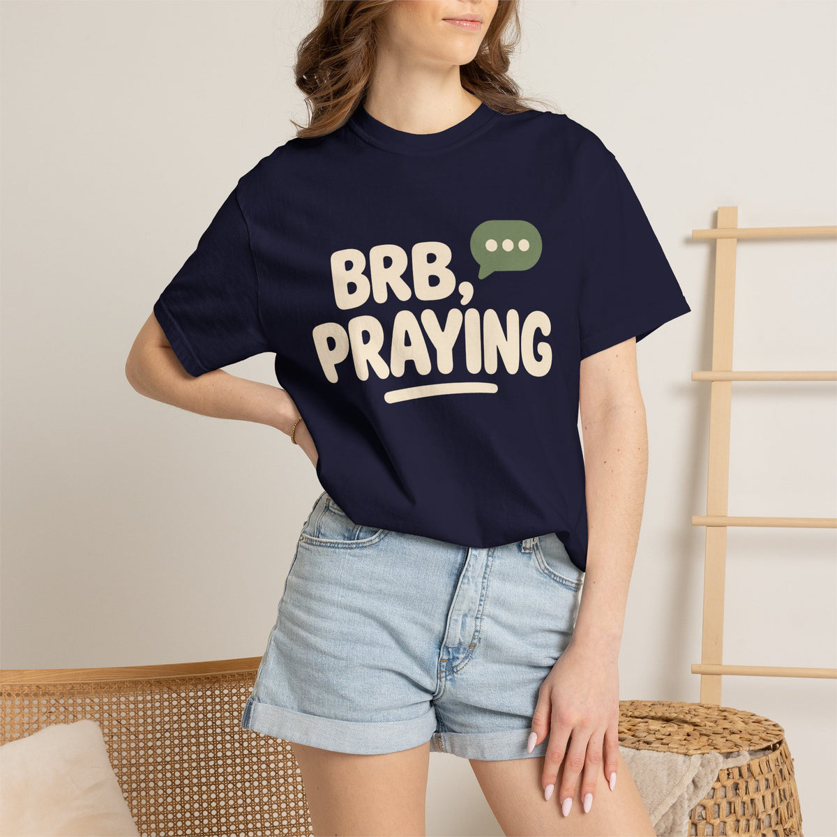 BRB, Praying T-Shirt — Christian Faith Graphic Tee (God Is Listening)
