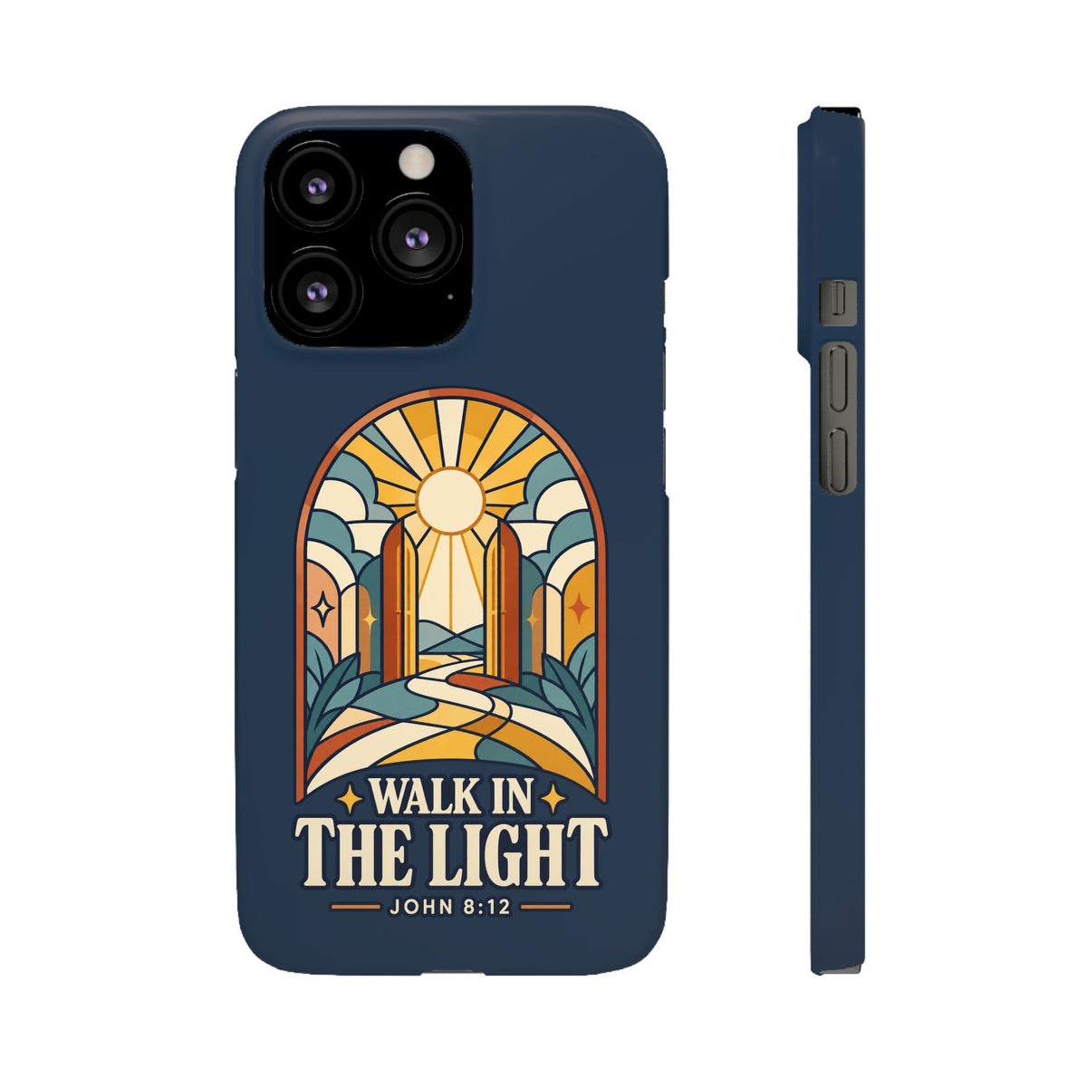 Phone Case — "Walk in the Light" Christian Stained-Glass Design (John 8:12)