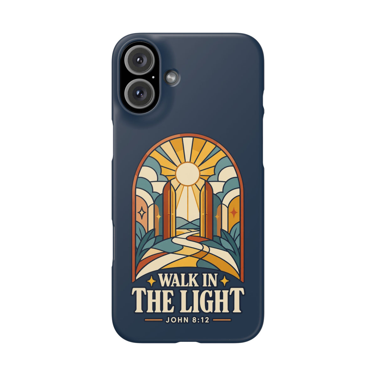 Phone Case — "Walk in the Light" Christian Stained-Glass Design (John 8:12)
