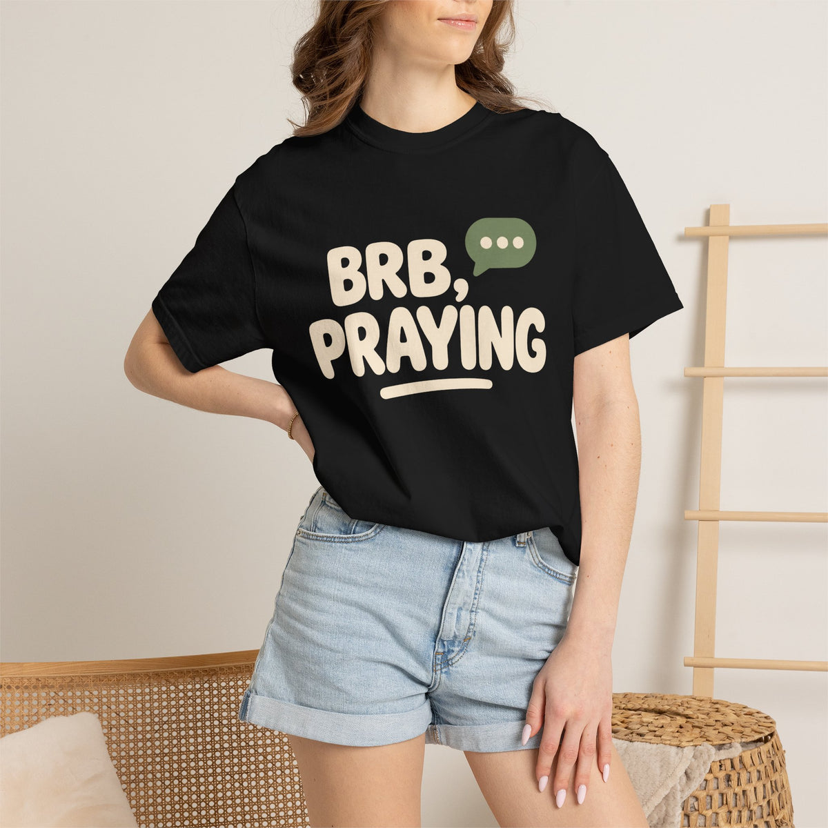 BRB, Praying T-Shirt — Christian Faith Graphic Tee (God Is Listening)