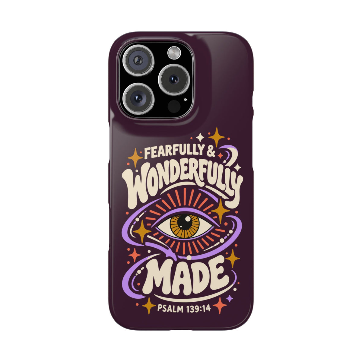 "Fearfully & Wonderfully Made" Purple Inspirational Phone Case (Psalm 139:14)