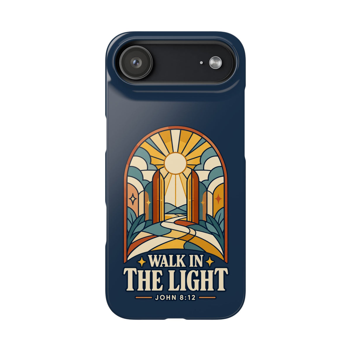 Phone Case — "Walk in the Light" Christian Stained-Glass Design (John 8:12)