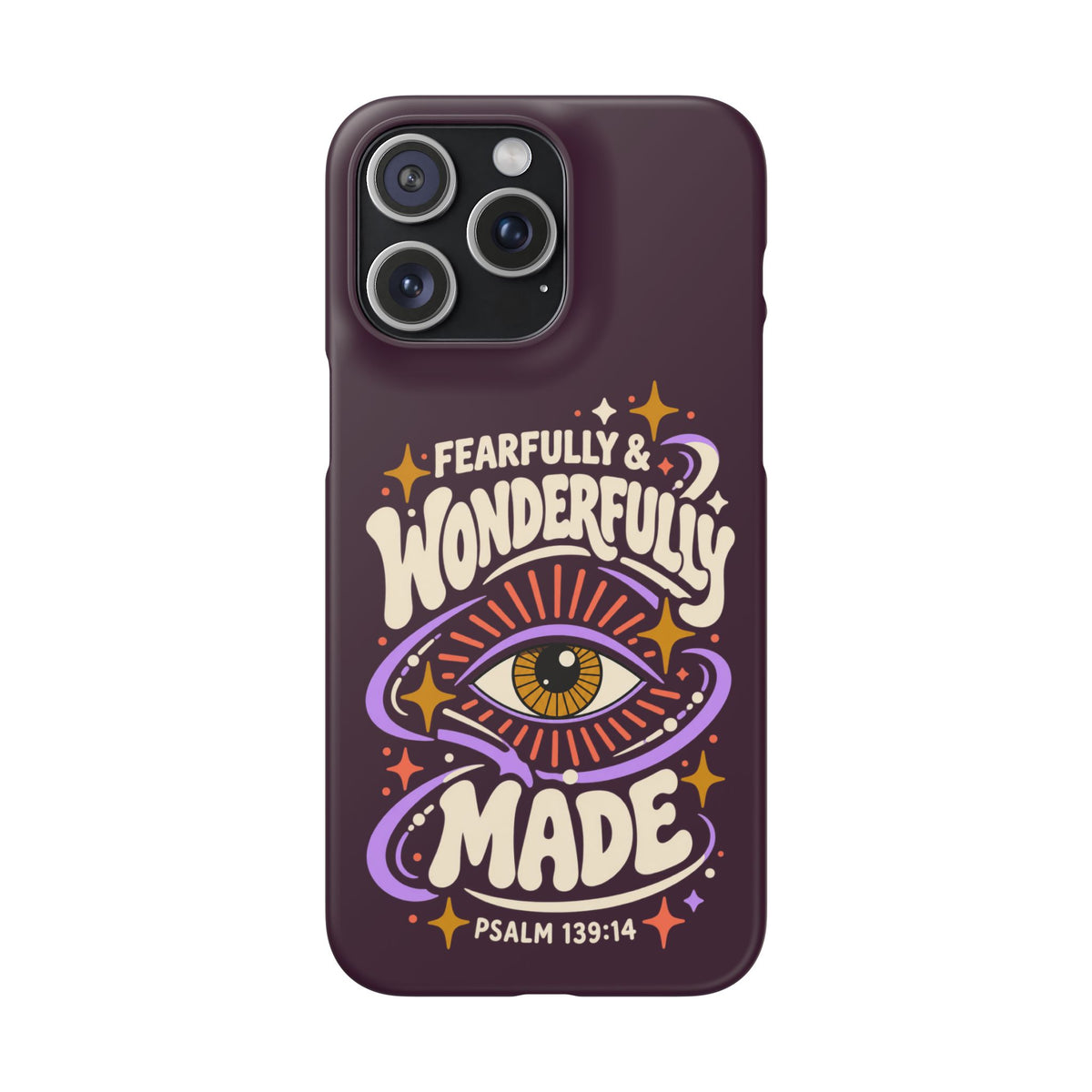 "Fearfully & Wonderfully Made" Purple Inspirational Phone Case (Psalm 139:14)