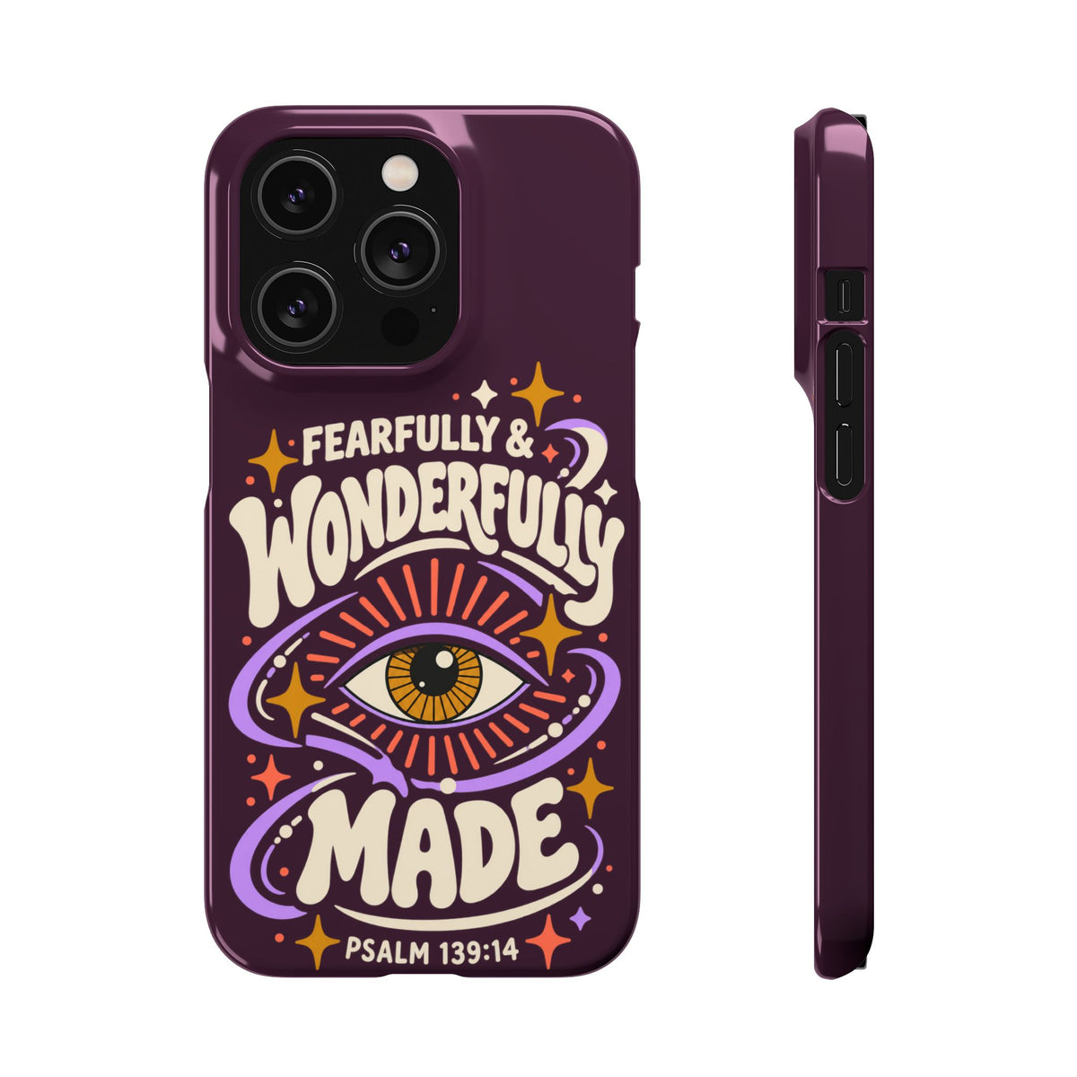 "Fearfully & Wonderfully Made" Purple Inspirational Phone Case (Psalm 139:14)