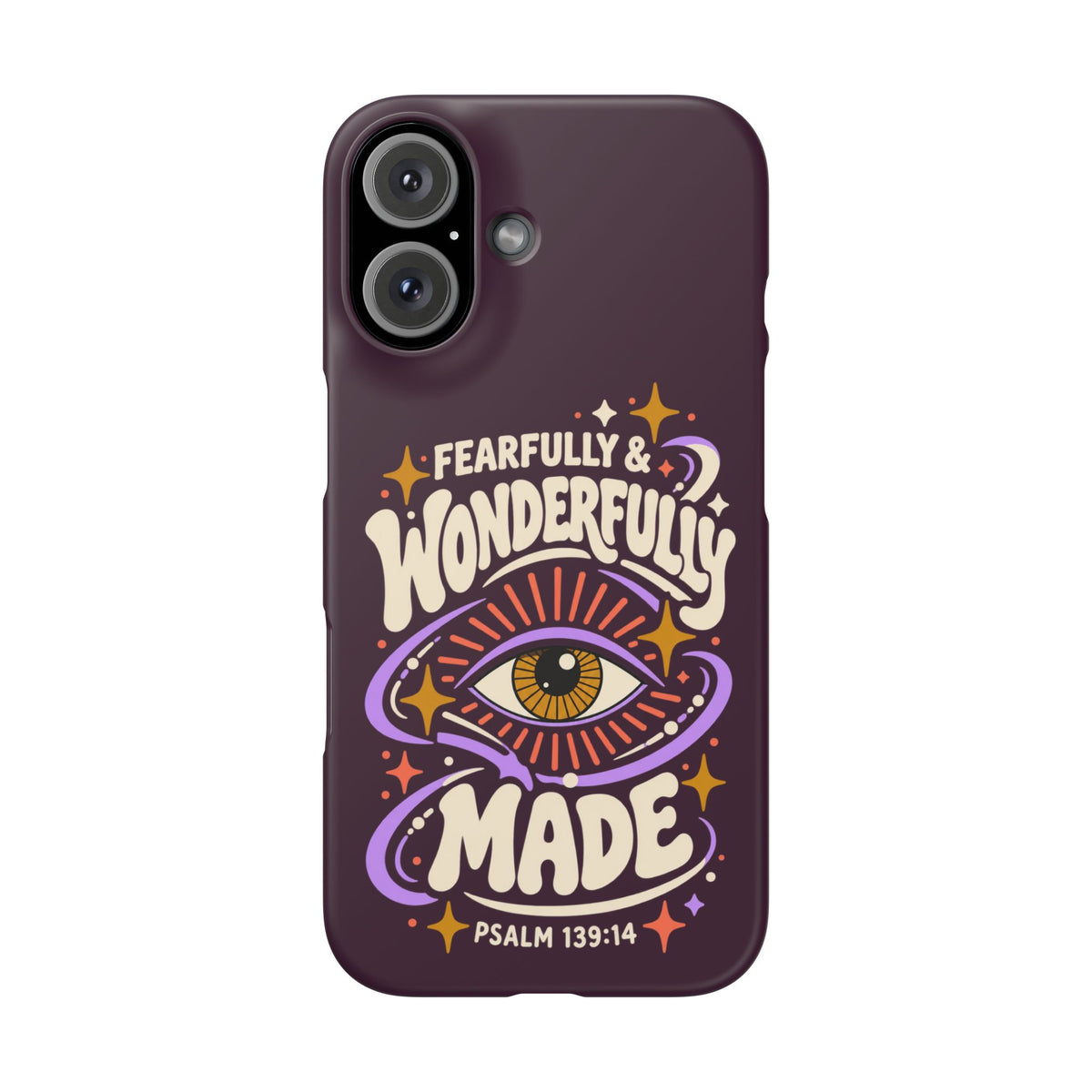 "Fearfully & Wonderfully Made" Purple Inspirational Phone Case (Psalm 139:14)