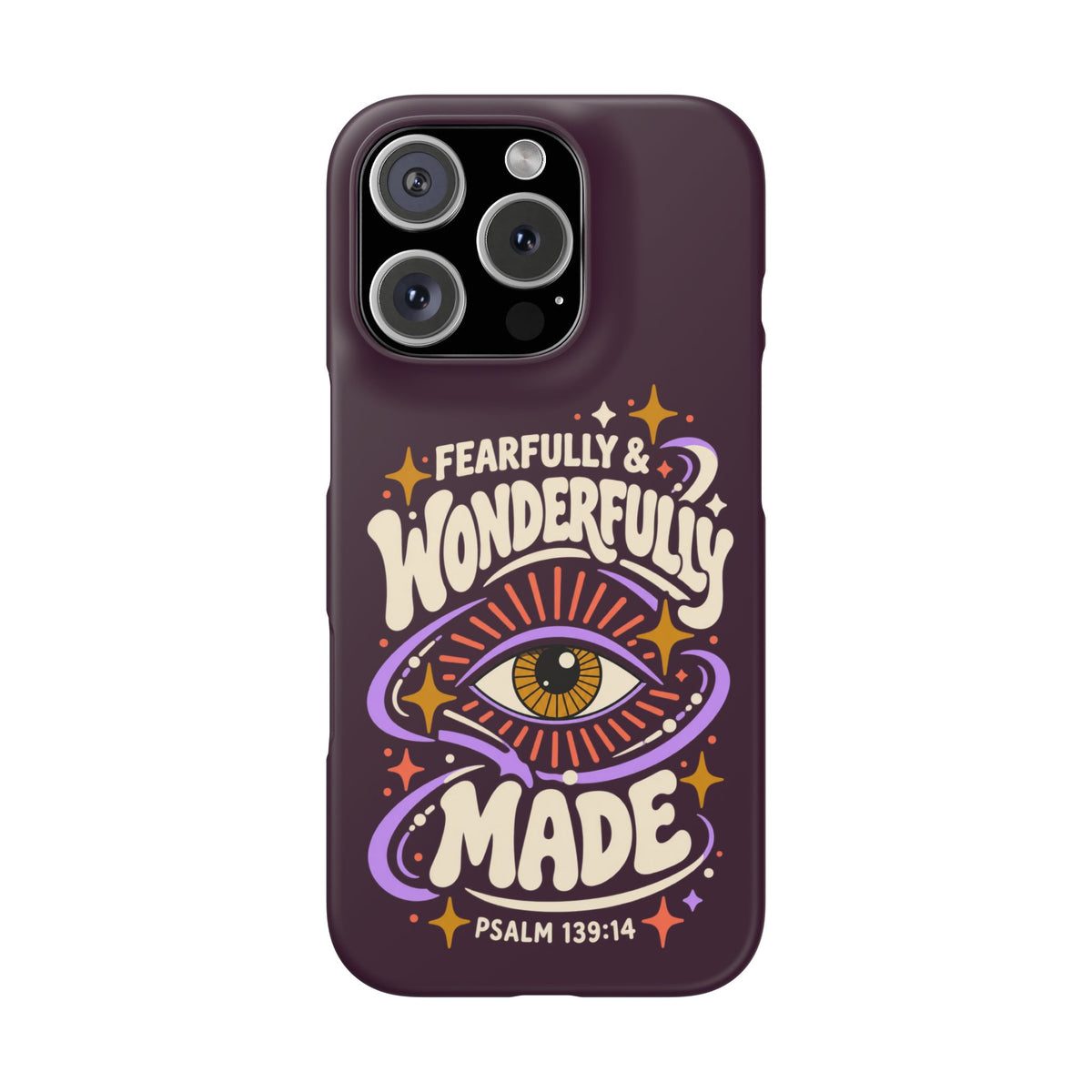 "Fearfully & Wonderfully Made" Purple Inspirational Phone Case (Psalm 139:14)
