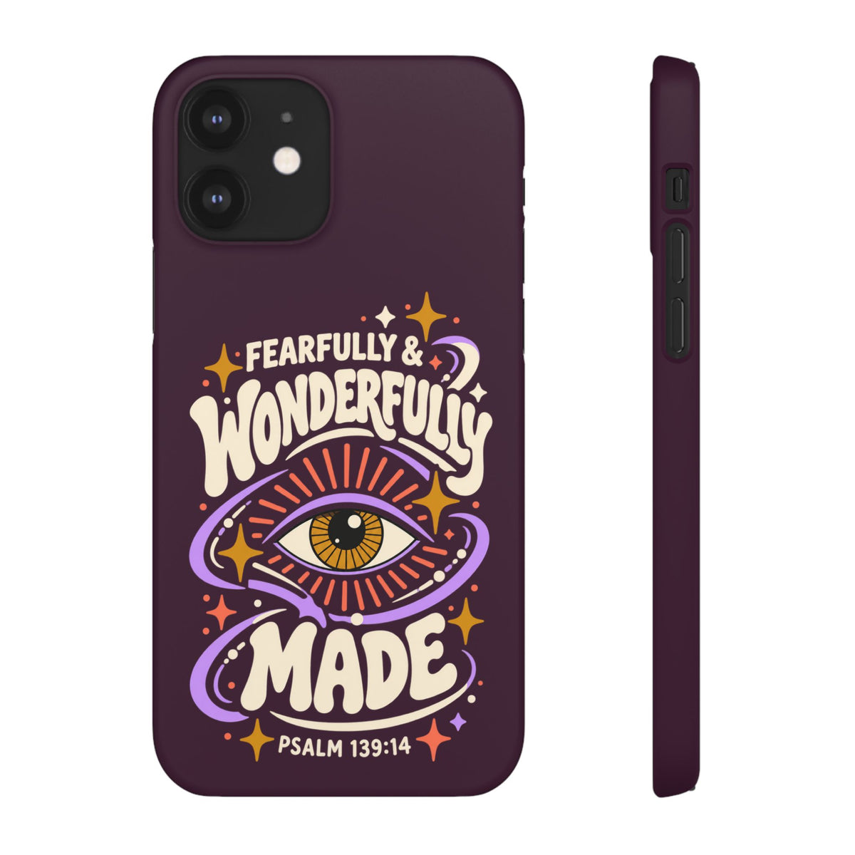 "Fearfully & Wonderfully Made" Purple Inspirational Phone Case (Psalm 139:14)