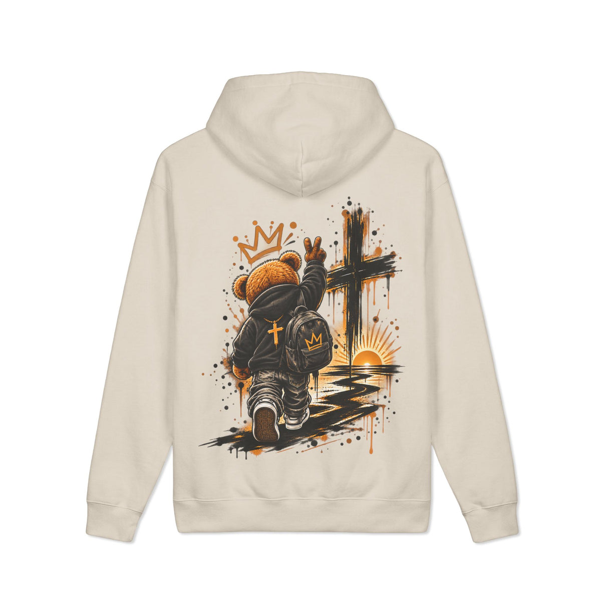 Teddy Bear Cross Hoodie — Christian Urban Streetwear Pullover