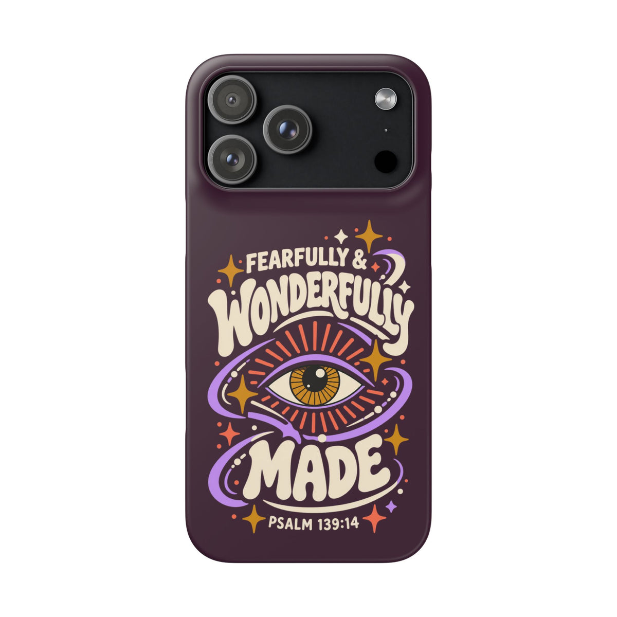 "Fearfully & Wonderfully Made" Purple Inspirational Phone Case (Psalm 139:14)