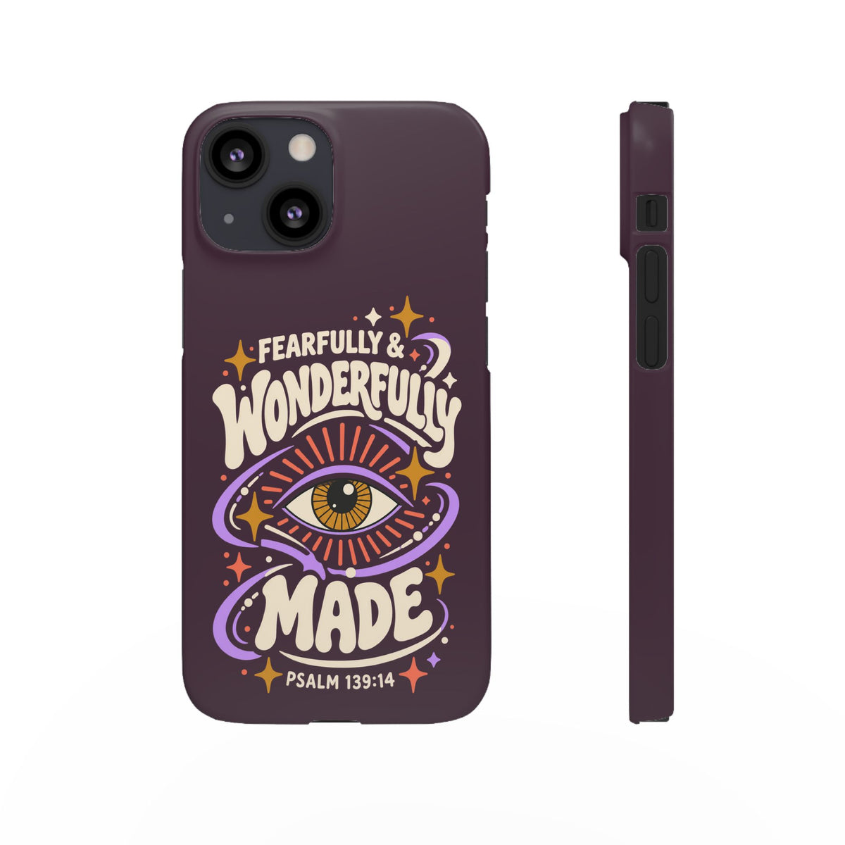 "Fearfully & Wonderfully Made" Purple Inspirational Phone Case (Psalm 139:14)
