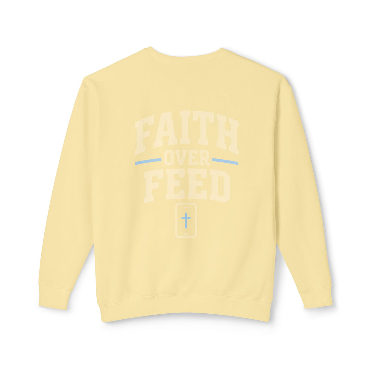 Faith Over Feed Crewneck Sweatshirt — "Stay Connected" Christian Graphic Crew