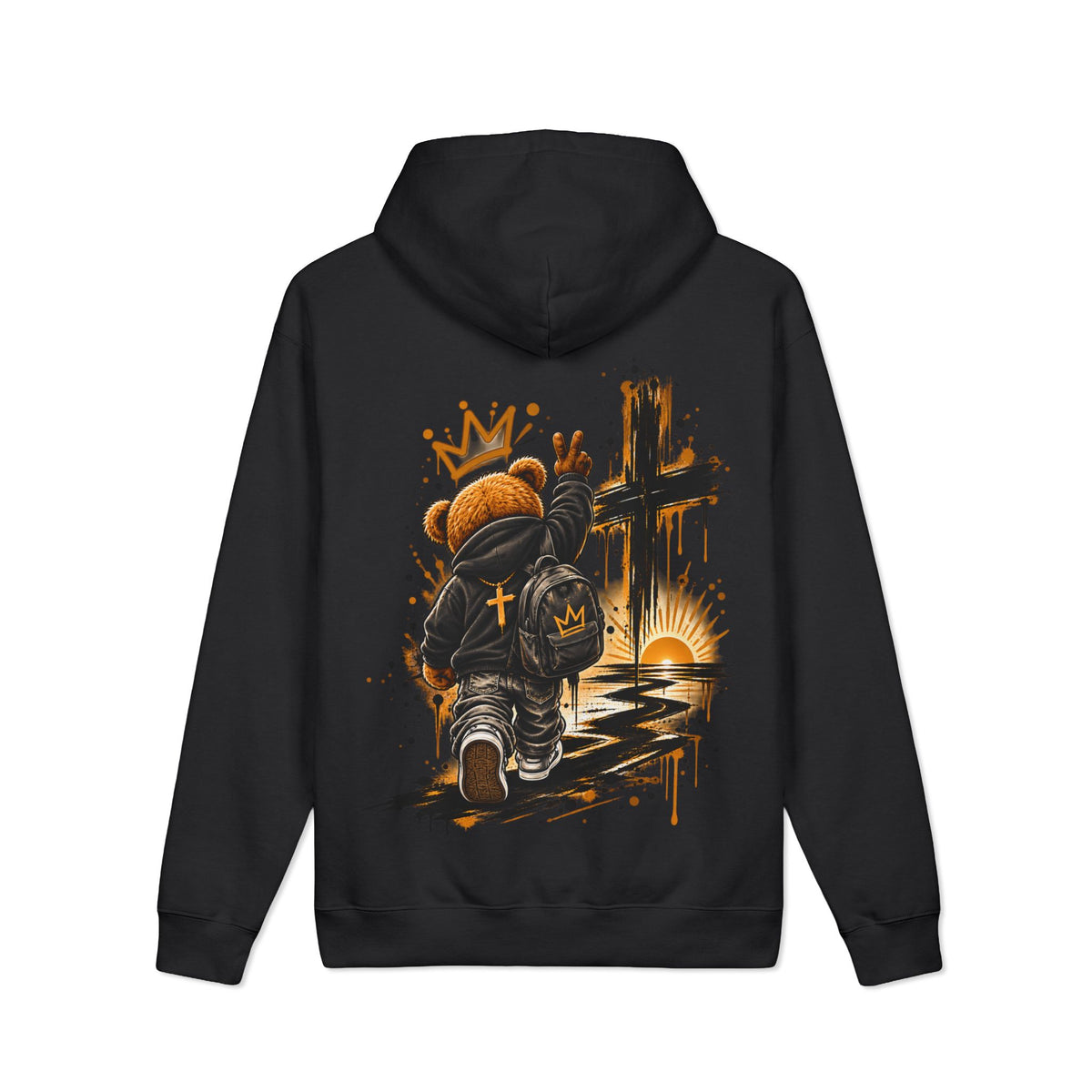 Teddy Bear Cross Hoodie — Christian Urban Streetwear Pullover