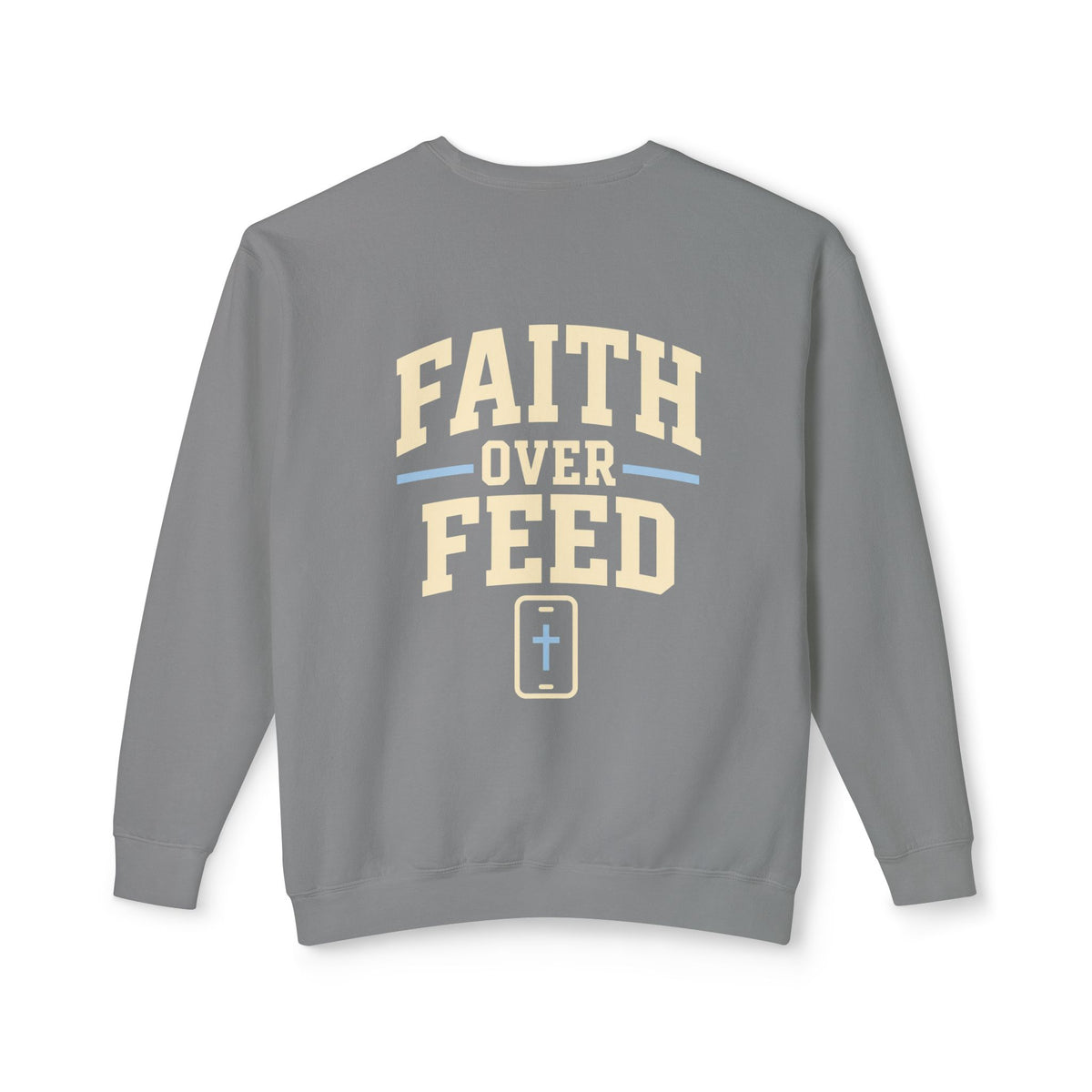 Faith Over Feed Crewneck Sweatshirt — "Stay Connected" Christian Graphic Crew
