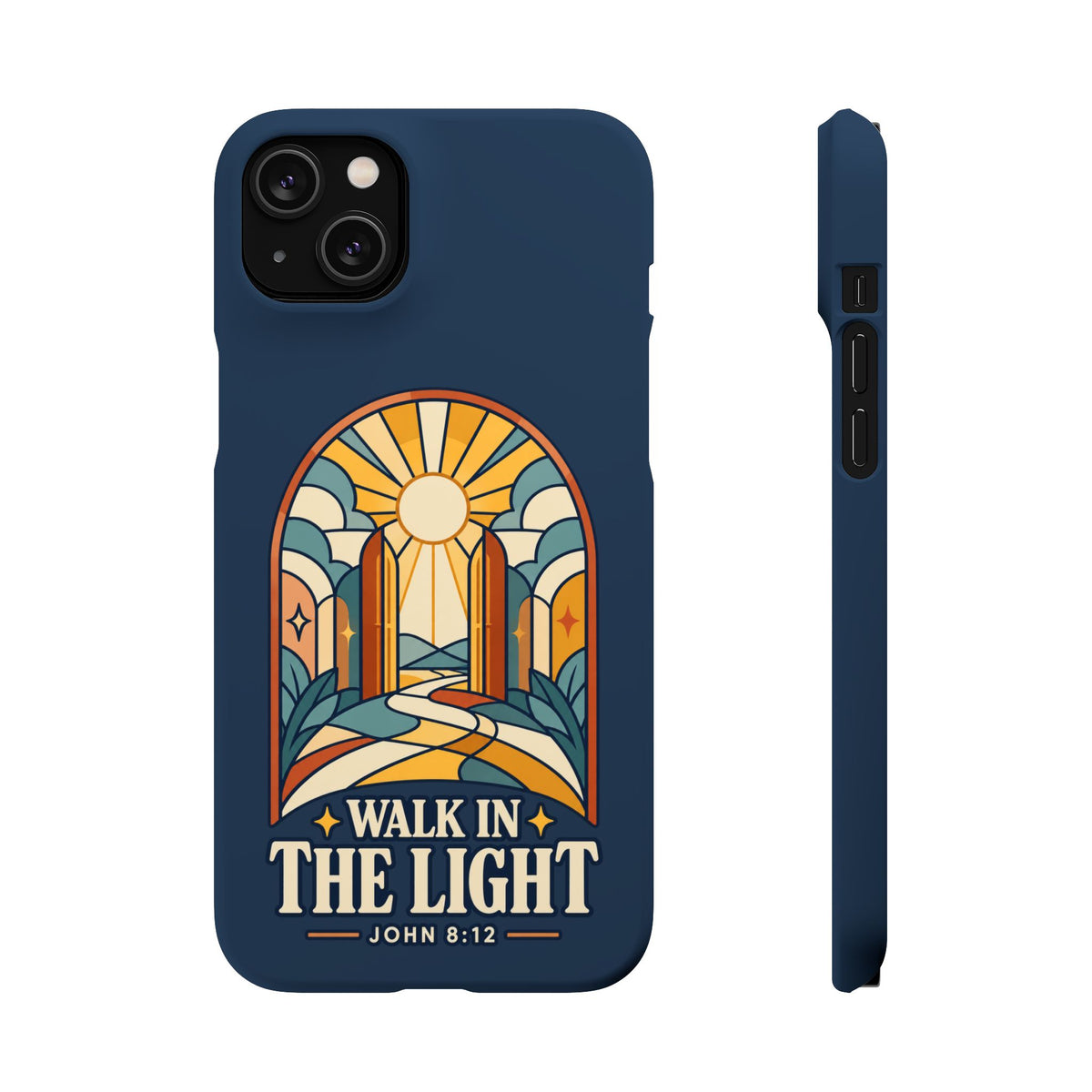 Phone Case — "Walk in the Light" Christian Stained-Glass Design (John 8:12)