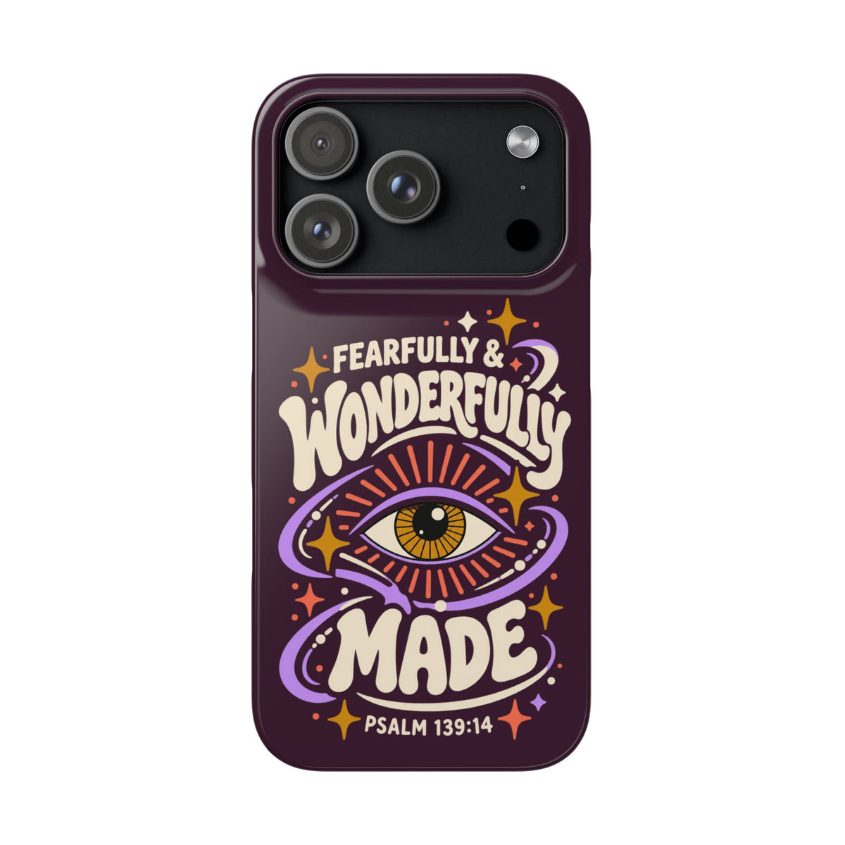 "Fearfully & Wonderfully Made" Purple Inspirational Phone Case (Psalm 139:14)