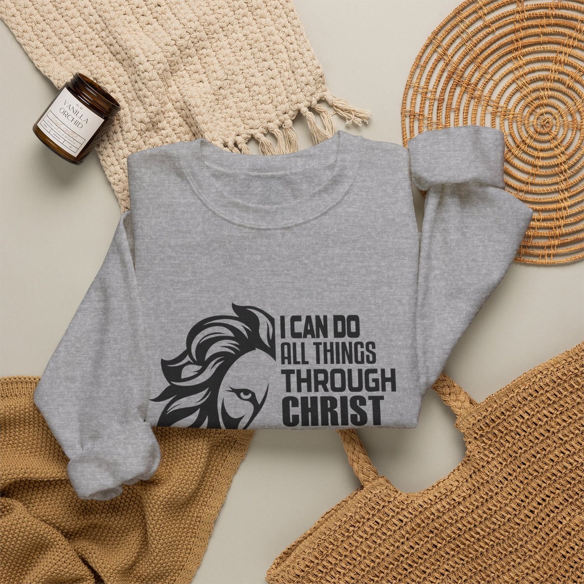 Christian Sweatshirt – I Can Do All Things Through Christ – Lion Faith