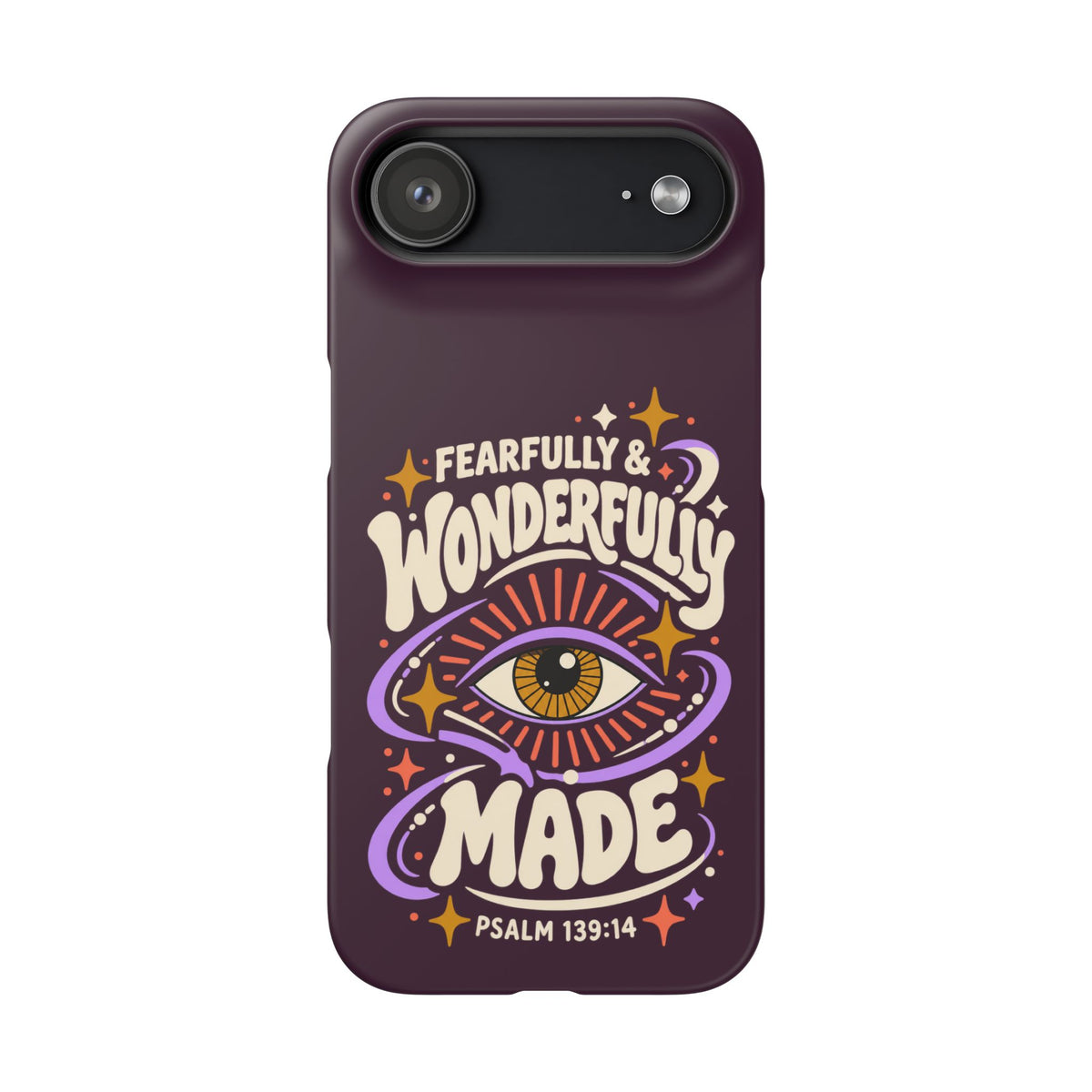 "Fearfully & Wonderfully Made" Purple Inspirational Phone Case (Psalm 139:14)