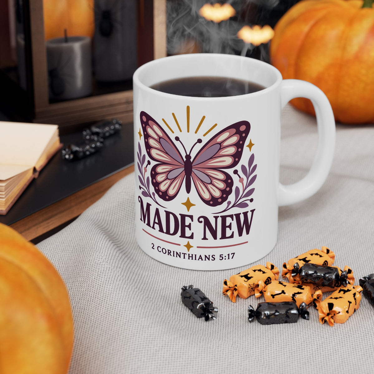 Forgiven Not Perfect Ceramic Mug — Inspirational Butterfly Coffee Cup (11oz, 15oz)