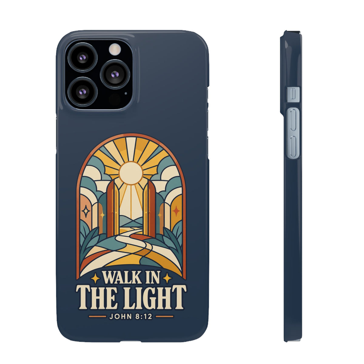 Phone Case — "Walk in the Light" Christian Stained-Glass Design (John 8:12)