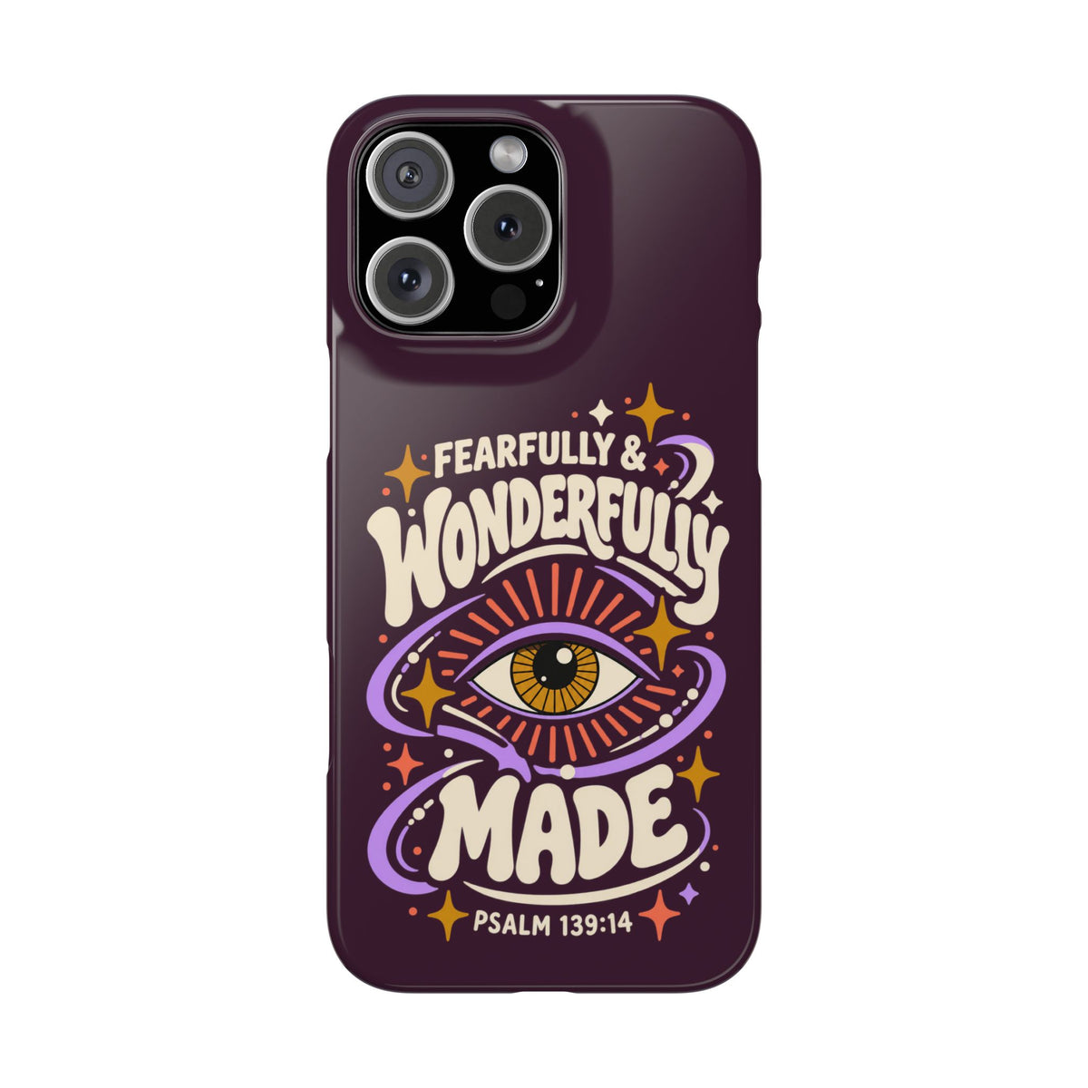 "Fearfully & Wonderfully Made" Purple Inspirational Phone Case (Psalm 139:14)