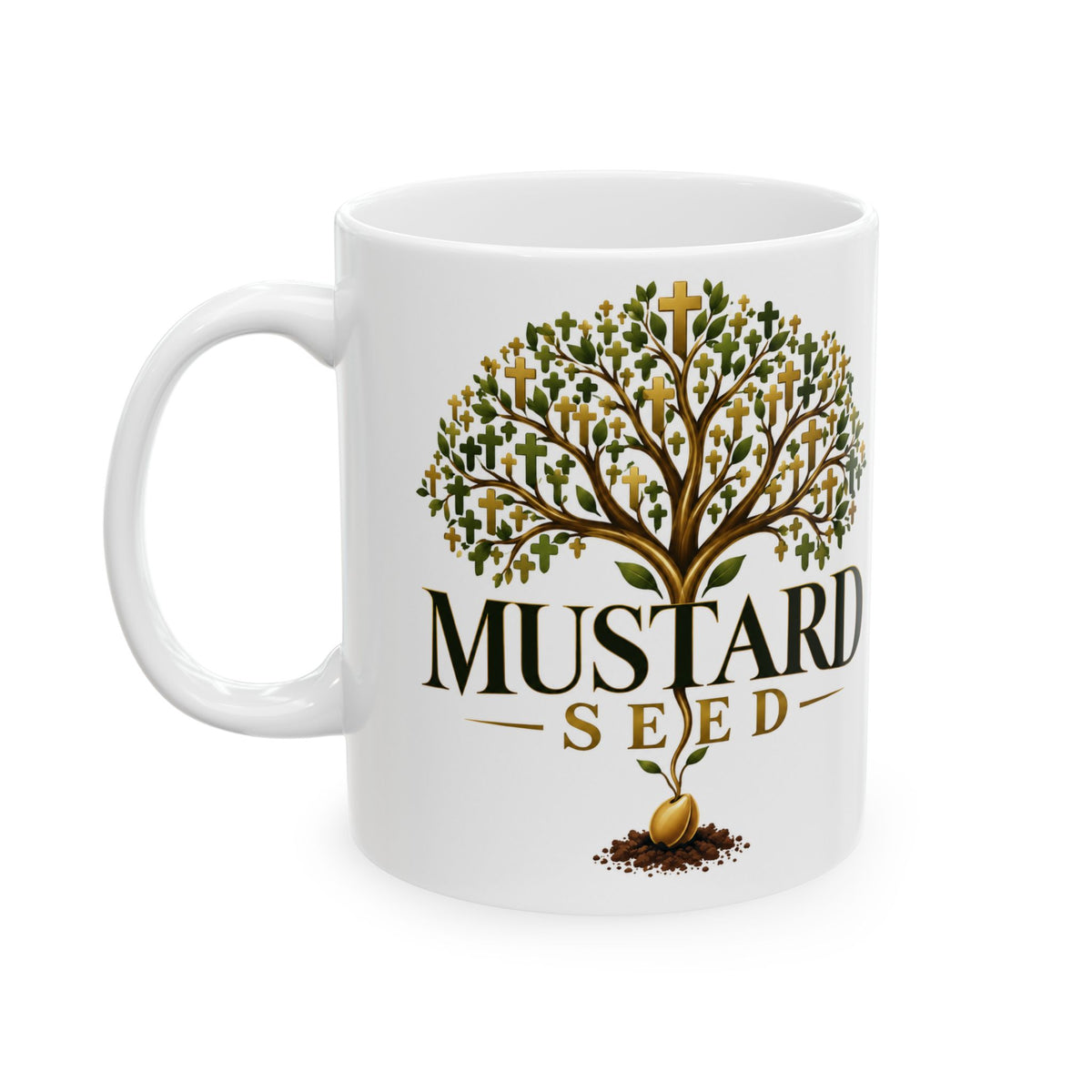 Mustard Seed Ceramic Mug — Inspirational Tree Design (11oz & 15oz)