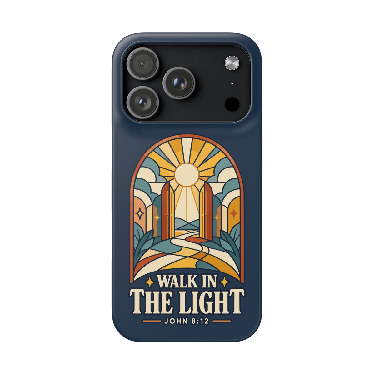 Phone Case — "Walk in the Light" Christian Stained-Glass Design (John 8:12)
