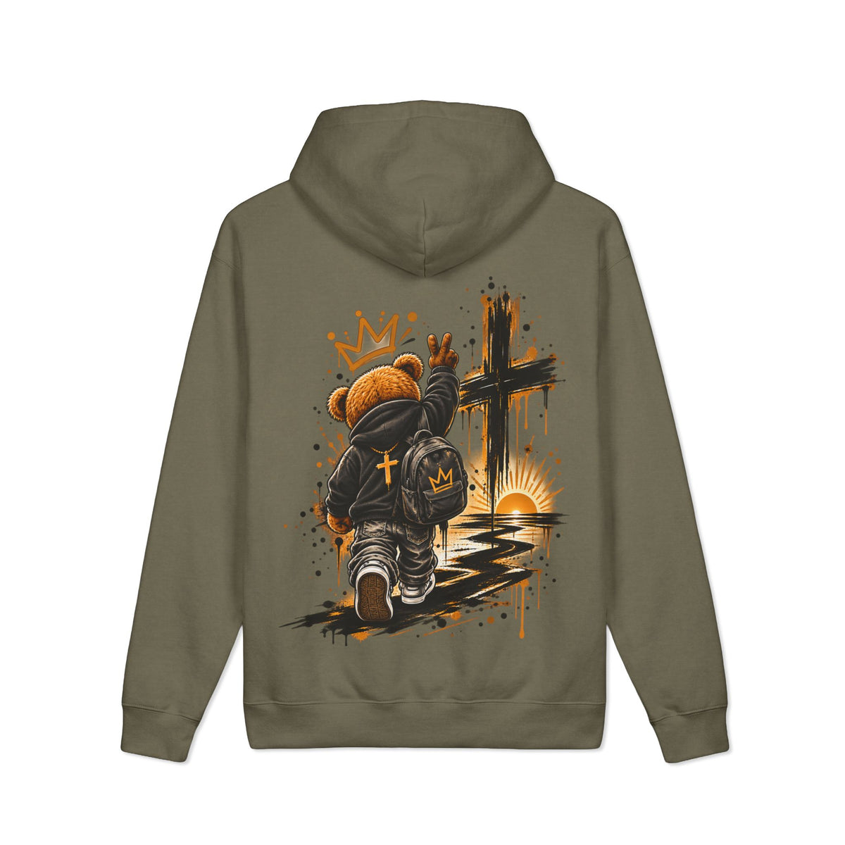 Teddy Bear Cross Hoodie — Christian Urban Streetwear Pullover
