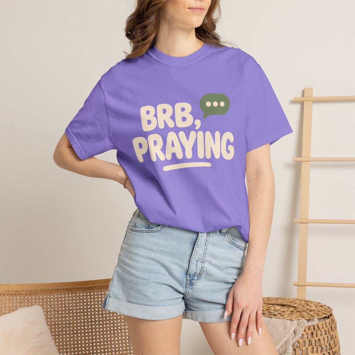 BRB, Praying T-Shirt — Christian Faith Graphic Tee (God Is Listening)