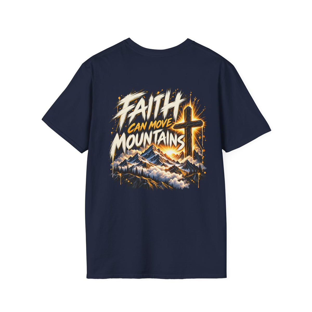 Faith Can Move Mountains T‑Shirt — Christian Cross Mountain Graphic Tee