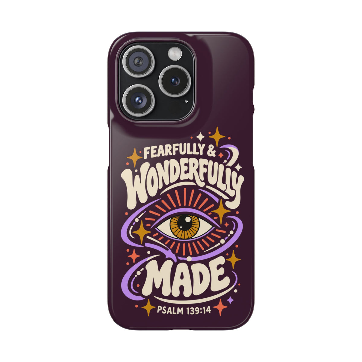 "Fearfully & Wonderfully Made" Purple Inspirational Phone Case (Psalm 139:14)