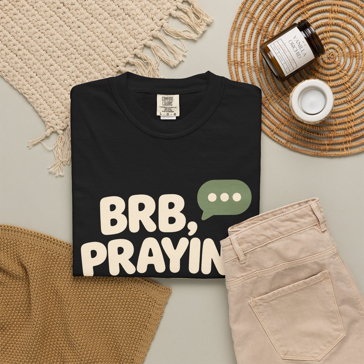 BRB, Praying T-Shirt — Christian Faith Graphic Tee (God Is Listening)