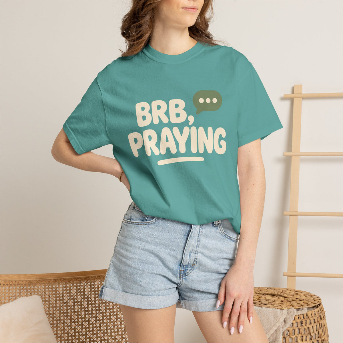 BRB, Praying T-Shirt — Christian Faith Graphic Tee (God Is Listening)