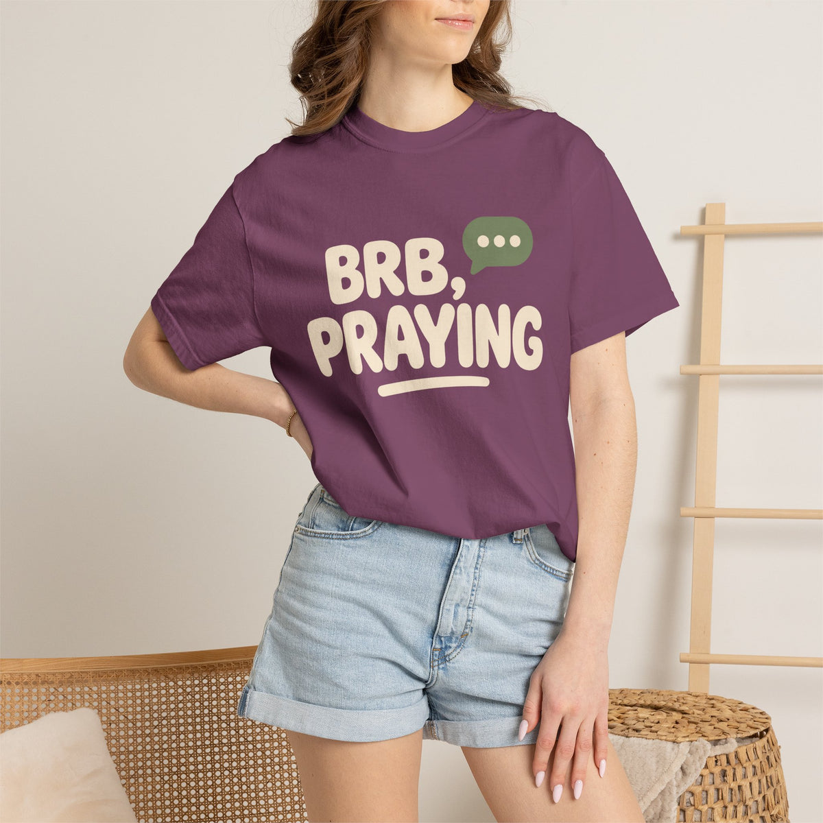BRB, Praying T-Shirt — Christian Faith Graphic Tee (God Is Listening)