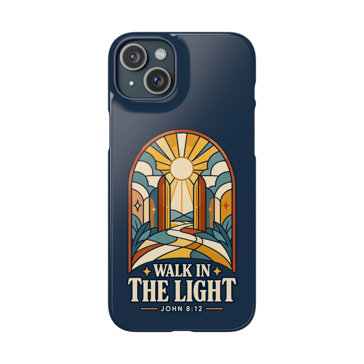 Phone Case — "Walk in the Light" Christian Stained-Glass Design (John 8:12)