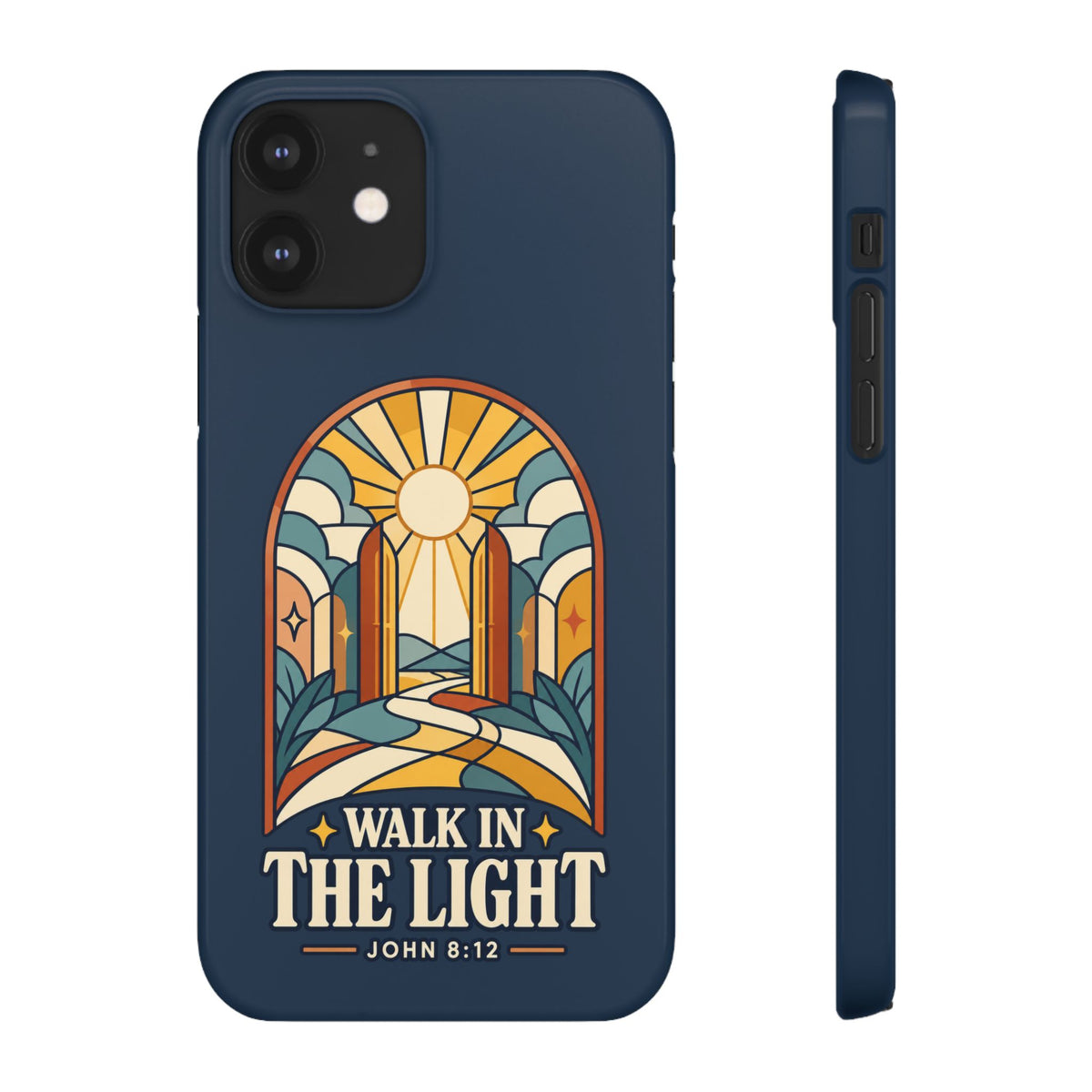 Phone Case — "Walk in the Light" Christian Stained-Glass Design (John 8:12)