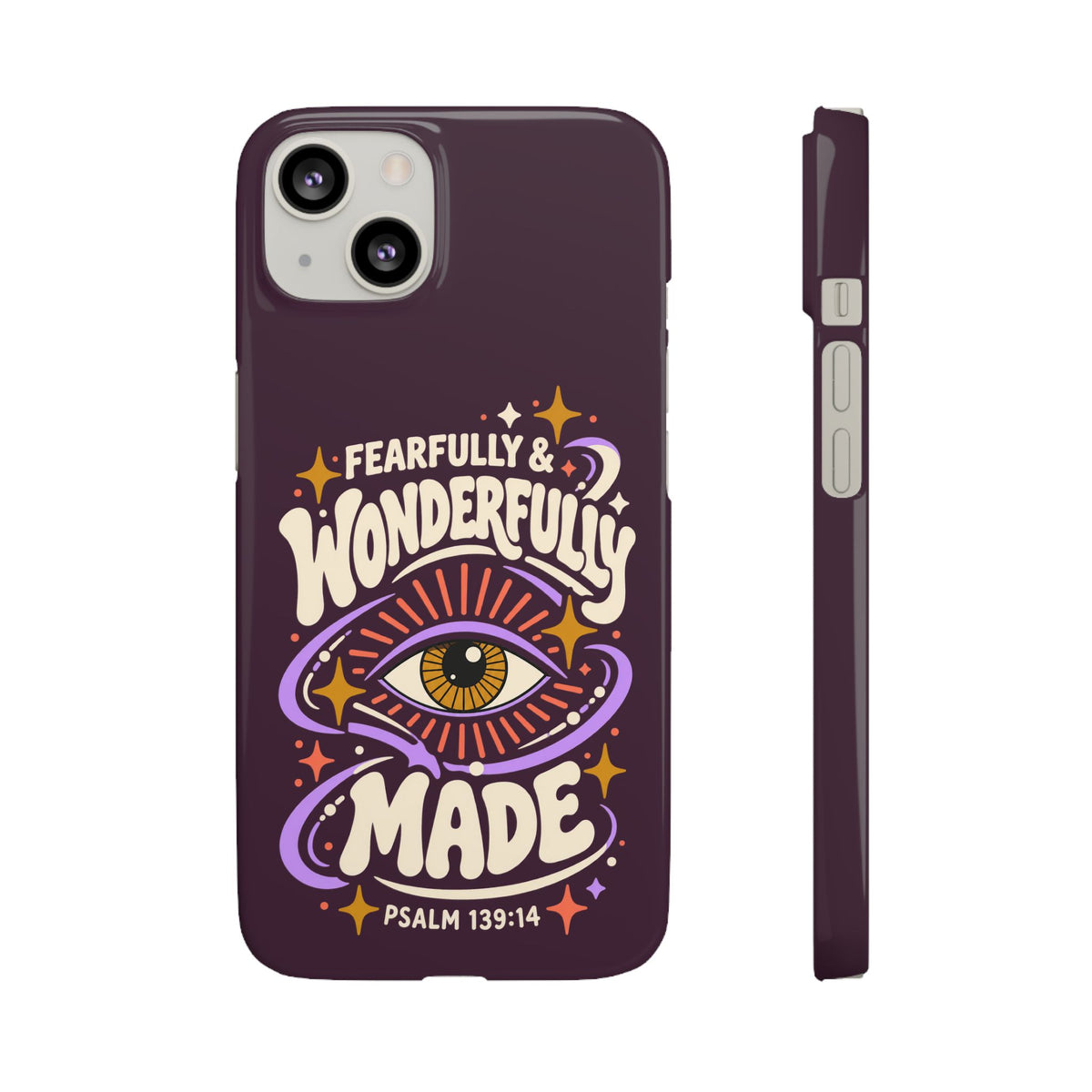 "Fearfully & Wonderfully Made" Purple Inspirational Phone Case (Psalm 139:14)