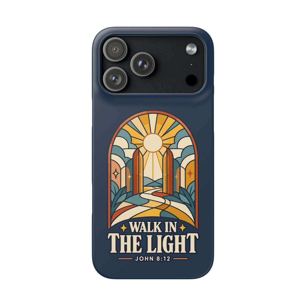 Phone Case — "Walk in the Light" Christian Stained-Glass Design (John 8:12)