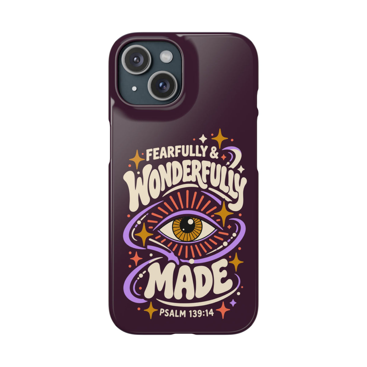"Fearfully & Wonderfully Made" Purple Inspirational Phone Case (Psalm 139:14)