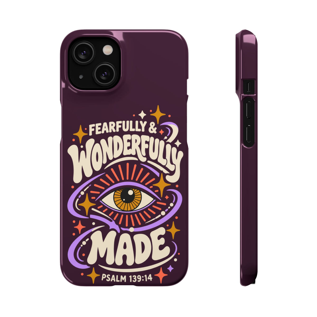 "Fearfully & Wonderfully Made" Purple Inspirational Phone Case (Psalm 139:14)