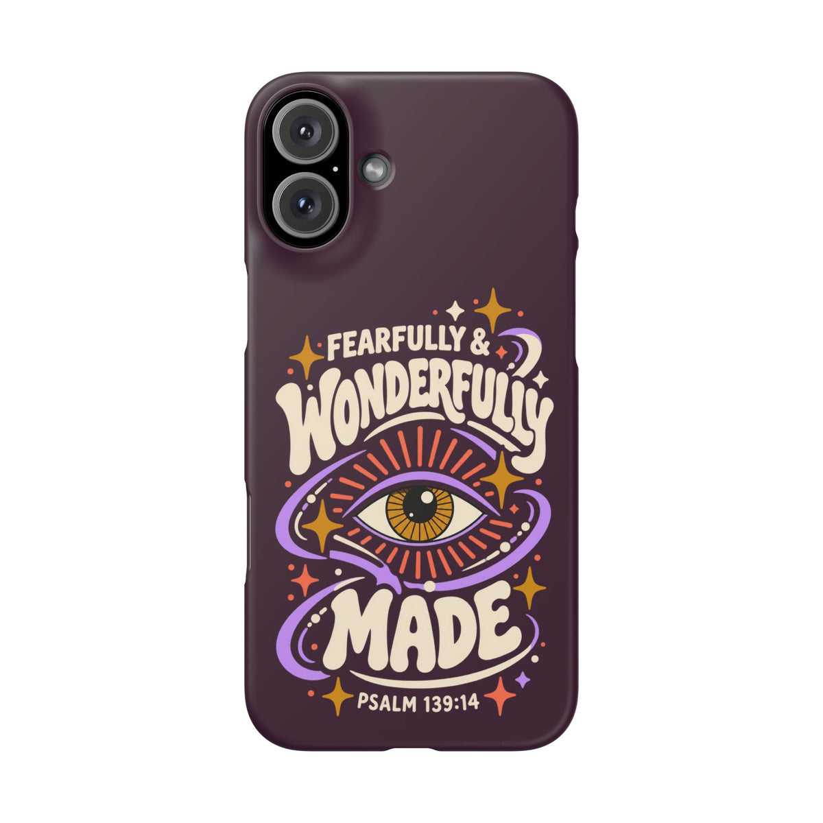 "Fearfully & Wonderfully Made" Purple Inspirational Phone Case (Psalm 139:14)