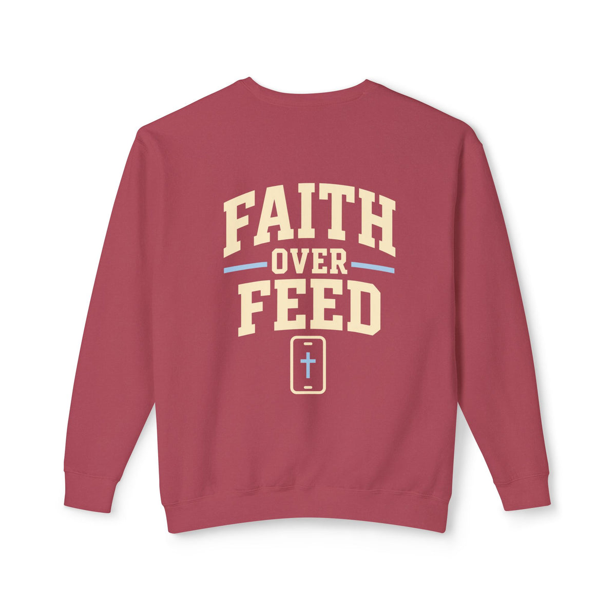 Faith Over Feed Crewneck Sweatshirt — "Stay Connected" Christian Graphic Crew