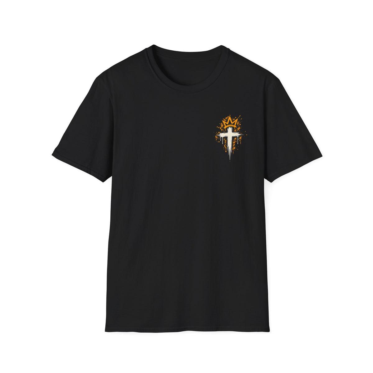 Christian T-Shirt — "Saved Not Perfect" Mountain Cross Design