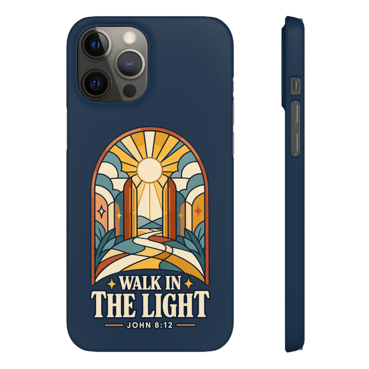 Phone Case — "Walk in the Light" Christian Stained-Glass Design (John 8:12)