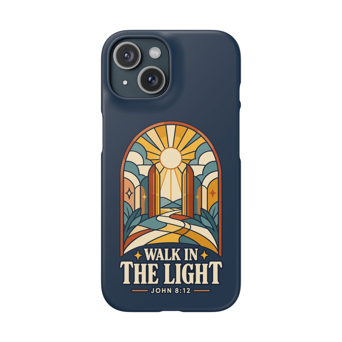 Phone Case — "Walk in the Light" Christian Stained-Glass Design (John 8:12)