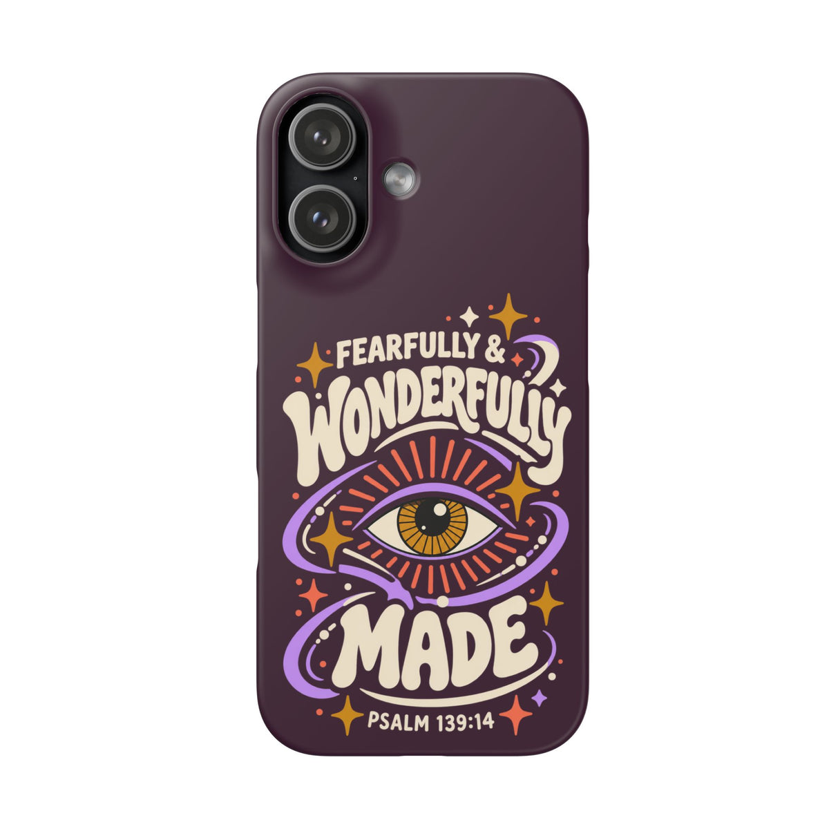 "Fearfully & Wonderfully Made" Purple Inspirational Phone Case (Psalm 139:14)