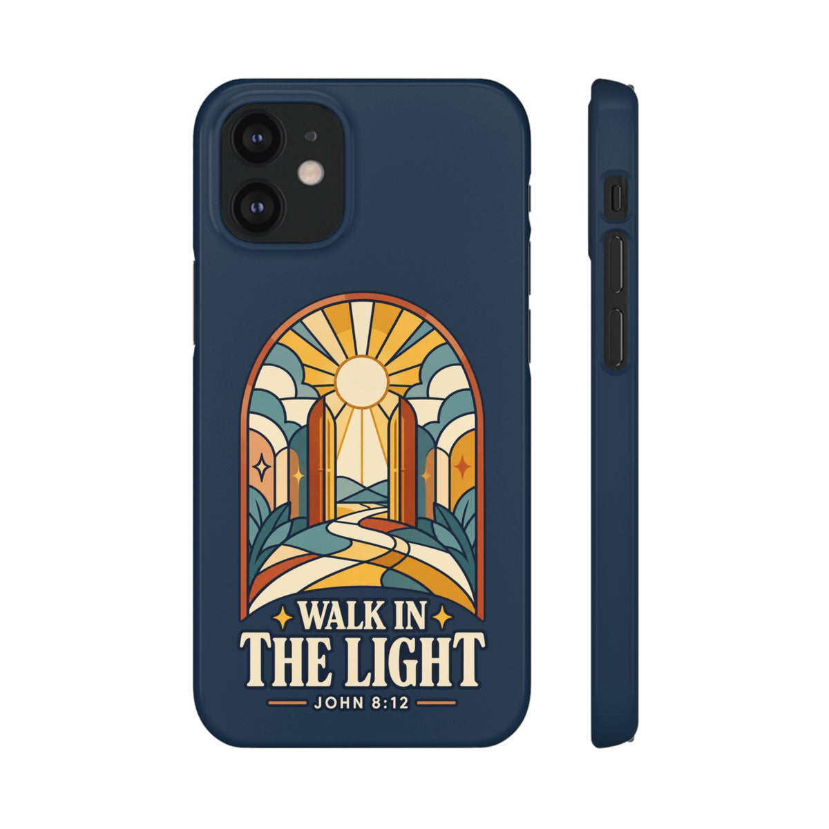 Phone Case — "Walk in the Light" Christian Stained-Glass Design (John 8:12)