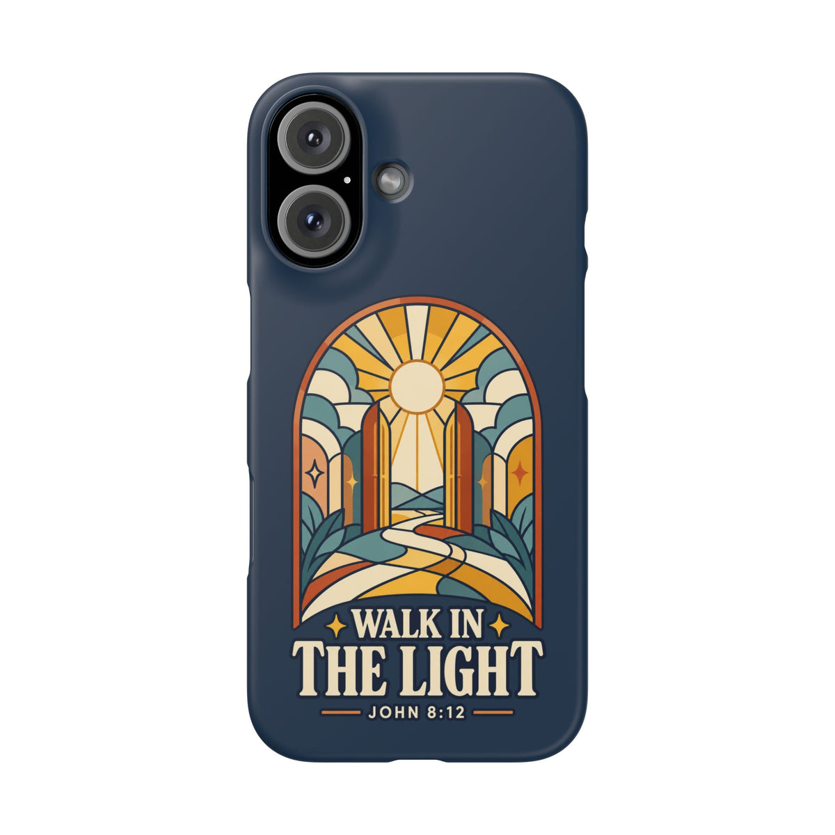 Phone Case — "Walk in the Light" Christian Stained-Glass Design (John 8:12)