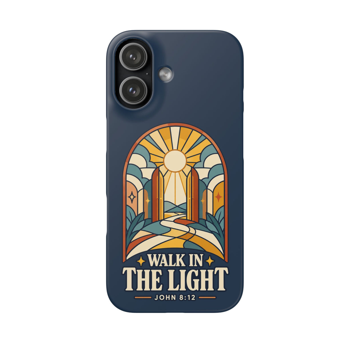 Phone Case — "Walk in the Light" Christian Stained-Glass Design (John 8:12)
